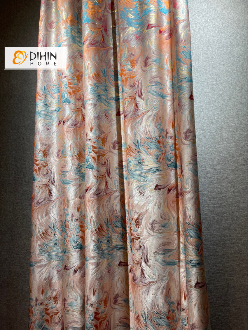 DIHINHOME Home Textile European Curtain DIHIN HOME European High Precision Abstract Painting,Grommet Window Curtain for Living Room