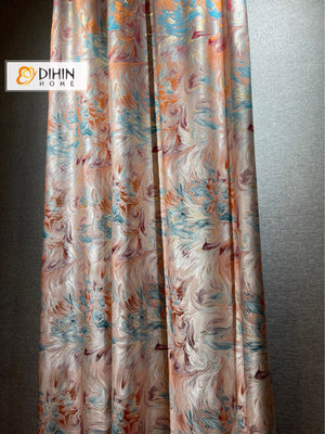 DIHINHOME Home Textile European Curtain DIHIN HOME European High Precision Abstract Painting,Grommet Window Curtain for Living Room