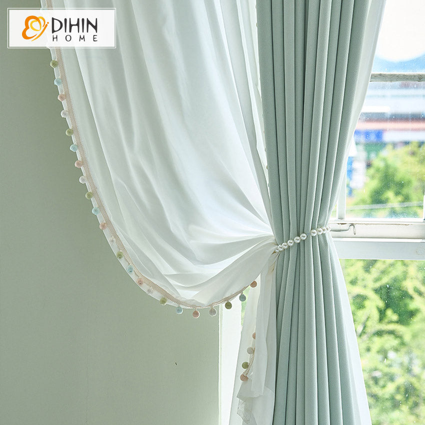 DIHINHOME Home Textile European Curtain DIHIN HOME European High Quality Fabric,Blackout Grommet Window Curtain For Living Room ,52x63-inch,1  Panel