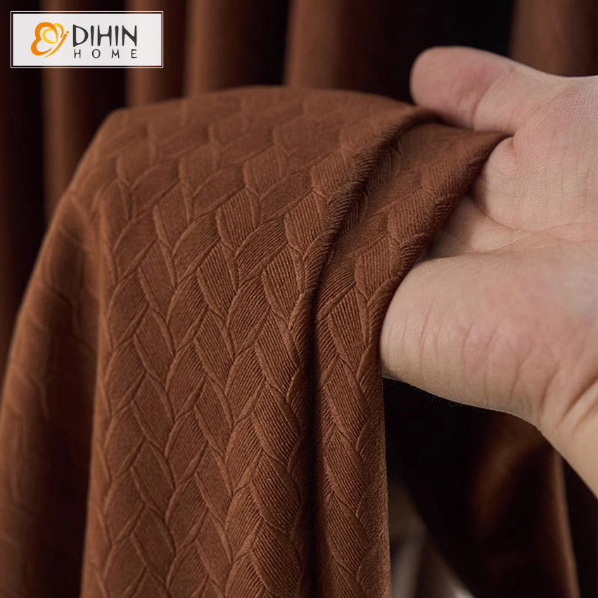 DIHINHOME Home Textile European Curtain DIHIN HOME European Jacquard Coffee Color,Grommet Window Curtain for Living Room,Customzied Curtains