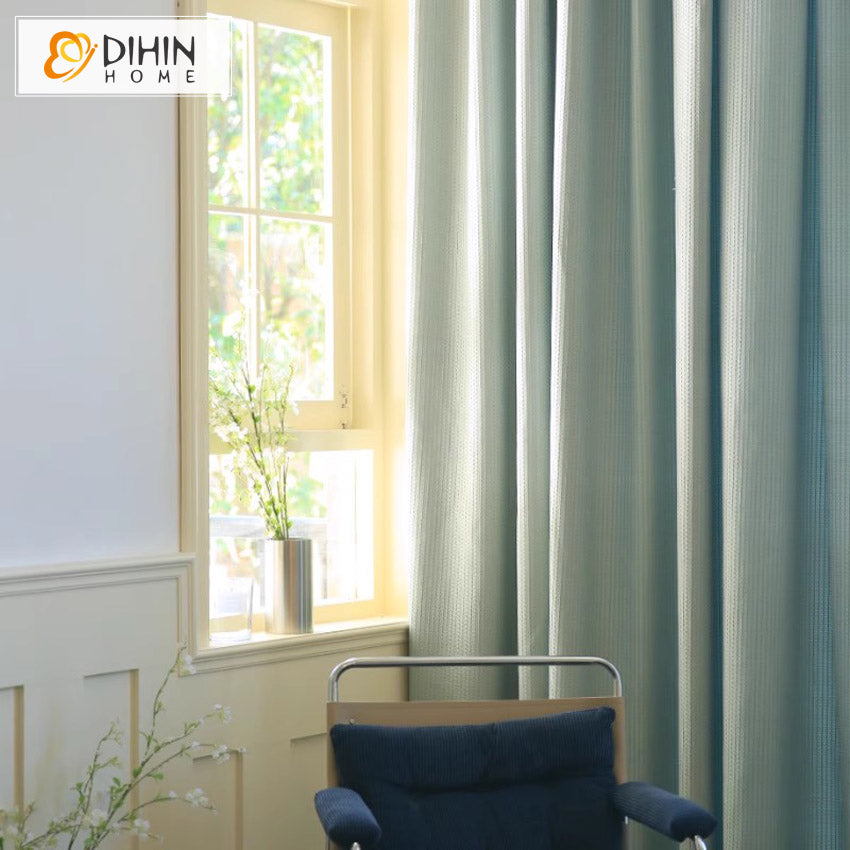 DIHINHOME Home Textile European Curtain DIHIN HOME European Light Blue Green Color Jacquard,Grommet Window Curtain for Living Room,Customzied Curtains