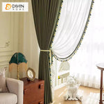 DIHINHOME Home Textile European Curtain DIHIN HOME European Luxury Dark Grey With Lace,Grommet Window Curtain for Living Room,Customzied Curtains