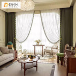 DIHINHOME Home Textile European Curtain DIHIN HOME European Luxury Dark Grey With Lace,Grommet Window Curtain for Living Room,Customzied Curtains