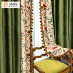 DIHINHOME Home Textile European Curtain DIHIN HOME European Luxury Green Color Printed,Grommet Window Curtain for Living Room,Customzied Curtains