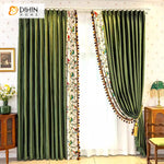 DIHINHOME Home Textile European Curtain DIHIN HOME European Luxury Green Color Printed,Grommet Window Curtain for Living Room,Customzied Curtains