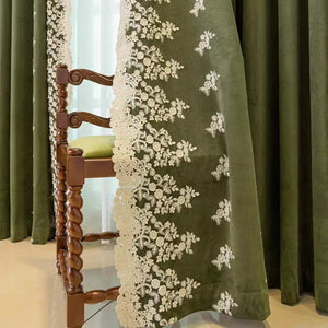 DIHINHOME Home Textile European Curtain DIHIN HOME European Luxury Green With Embroidered Lace,Grommet Window Curtain for Living Room,Customzied Curtains