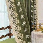 DIHINHOME Home Textile European Curtain DIHIN HOME European Luxury Green With Embroidered Lace,Grommet Window Curtain for Living Room,Customzied Curtains