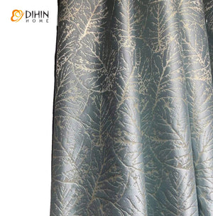 DIHINHOME Home Textile European Curtain DIHIN HOME European Luxury High Precision Leaves Jacquard,Grommet Window Curtain for Living Room