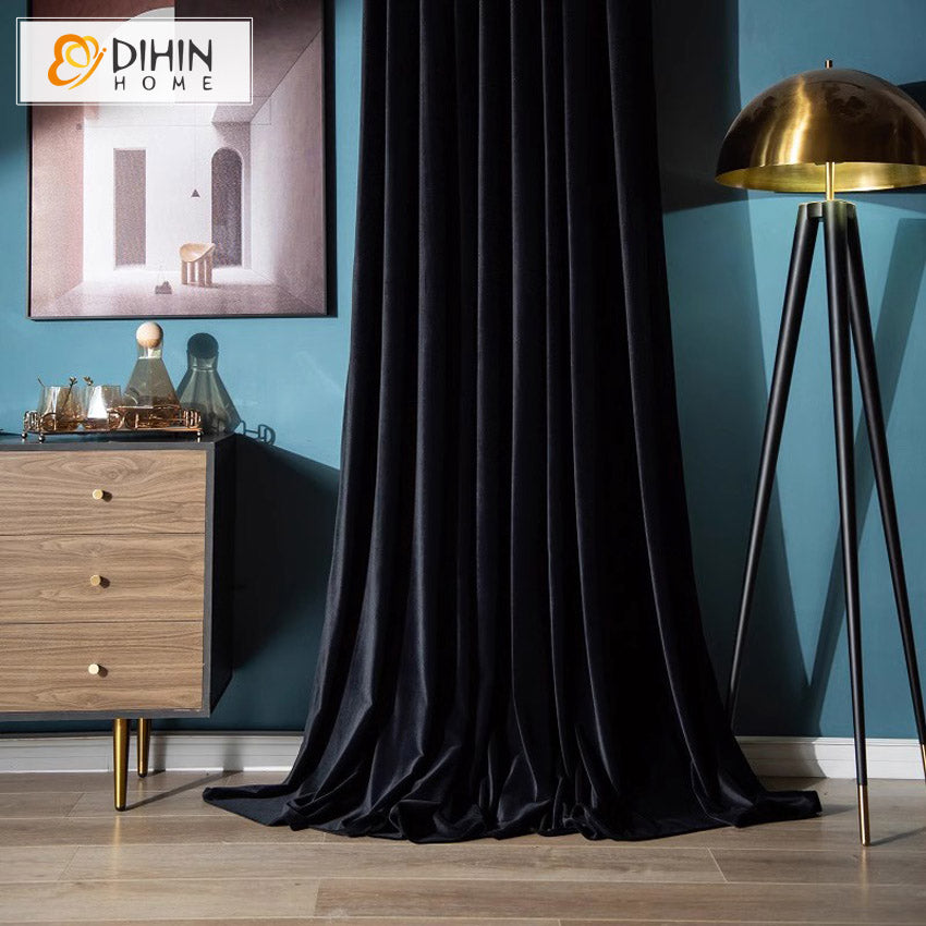 DIHINHOME Home Textile European Curtain DIHIN HOME European Luxury Velevet Black Color,Grommet Window Curtain for Living Room,Customzied Curtains