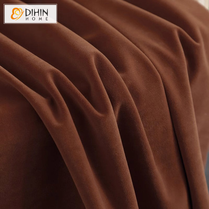 DIHINHOME Home Textile European Curtain DIHIN HOME European Luxury Velevet Coffee Color,Grommet Window Curtain for Living Room,Customzied Curtains