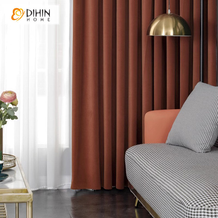 DIHINHOME Home Textile European Curtain DIHIN HOME European Luxury Velevet Coffee Color,Grommet Window Curtain for Living Room,Customzied Curtains