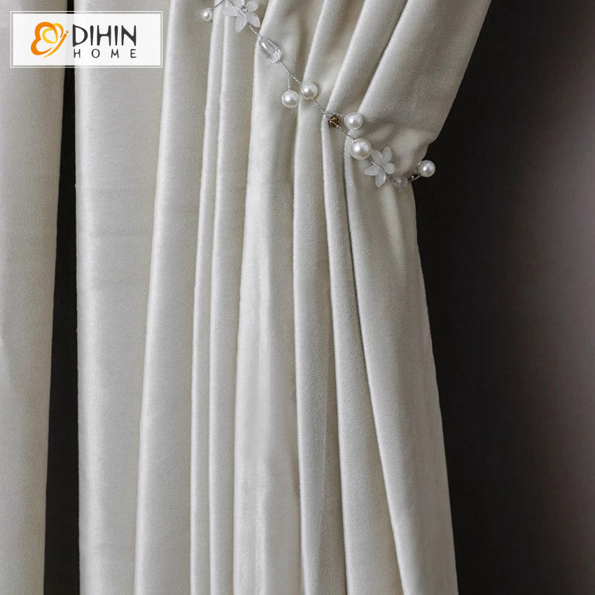 DIHINHOME Home Textile European Curtain DIHIN HOME European Luxury Velevet Fabric Cream White Color,Grommet Window Curtain for Living Room,Customzied Curtains