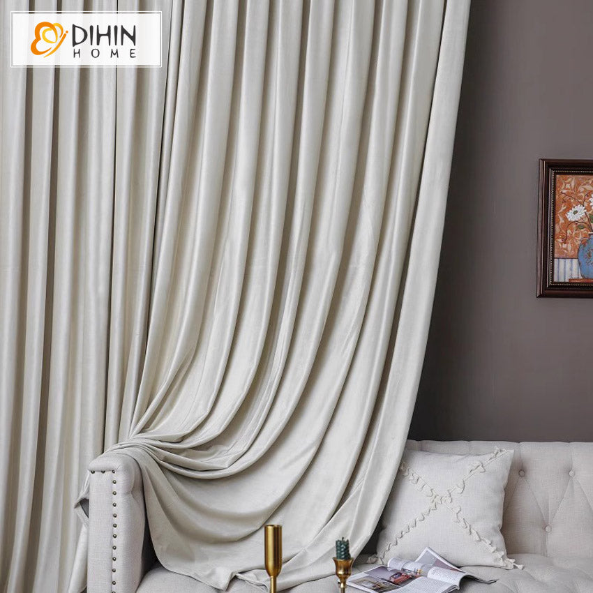 DIHINHOME Home Textile European Curtain DIHIN HOME European Luxury Velevet Fabric Cream White Color,Grommet Window Curtain for Living Room,Customzied Curtains