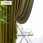 DIHINHOME Home Textile European Curtain DIHIN HOME European Luxury Velevet Fabric Green Color,Grommet Window Curtain for Living Room,Customzied Curtains