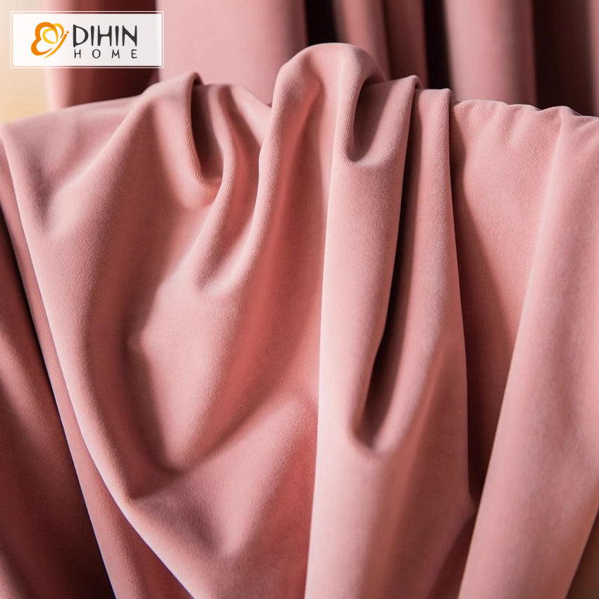 DIHINHOME Home Textile European Curtain DIHIN HOME European Luxury Velevet Fabric Pink Color,Grommet Window Curtain for Living Room,Customzied Curtains