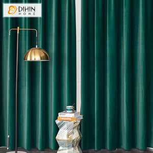 DIHINHOME Home Textile European Curtain DIHIN HOME European Luxury Velevet Green Color,Grommet Window Curtain for Living Room,Customzied Curtains