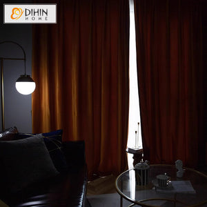 DIHINHOME Home Textile European Curtain DIHIN HOME European Luxury Velevet Orange Color,Grommet Window Curtain for Living Room,Customzied Curtains