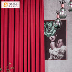 DIHINHOME Home Textile European Curtain DIHIN HOME European Luxury Velevet Red Wine Color,Grommet Window Curtain for Living Room,Customzied Curtains