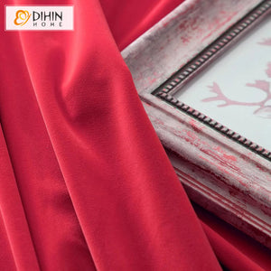 DIHINHOME Home Textile European Curtain DIHIN HOME European Luxury Velevet Red Wine Color,Grommet Window Curtain for Living Room,Customzied Curtains