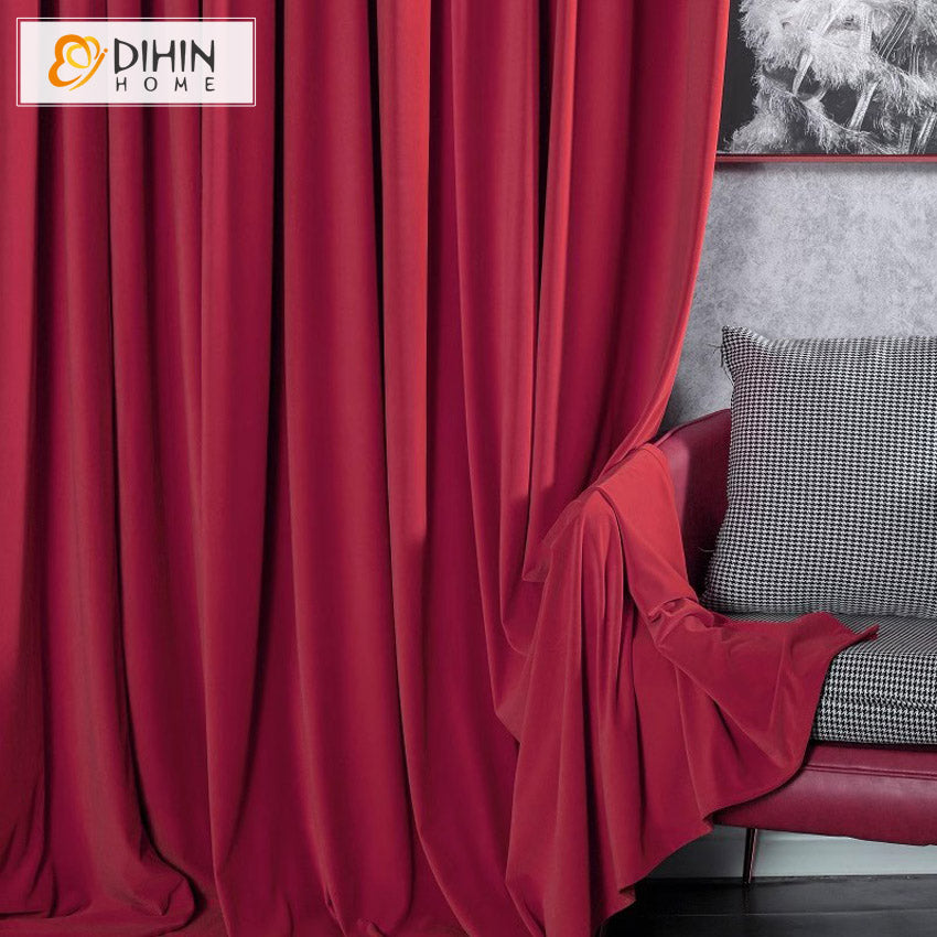 DIHINHOME Home Textile European Curtain DIHIN HOME European Luxury Velevet Red Wine Color,Grommet Window Curtain for Living Room,Customzied Curtains