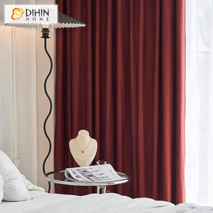 DIHINHOME Home Textile European Curtain DIHIN HOME European Luxury Wine Red Color Jacquard,Grommet Window Curtain for Living Room,Customzied Curtains