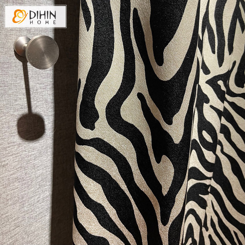 DIHINHOME Home Textile European Curtain DIHIN HOME European Luxury Zebra Pattern Printed,Grommet Window Curtain for Living Room