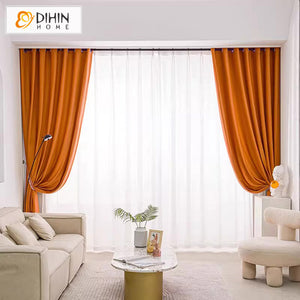 DIHINHOME Home Textile European Curtain DIHIN HOME European Orange Color Jacquard,Grommet Window Curtain for Living Room,Customzied Curtains