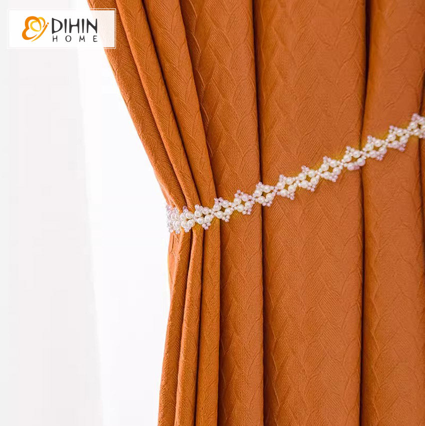 DIHINHOME Home Textile European Curtain DIHIN HOME European Orange Color Jacquard,Grommet Window Curtain for Living Room,Customzied Curtains