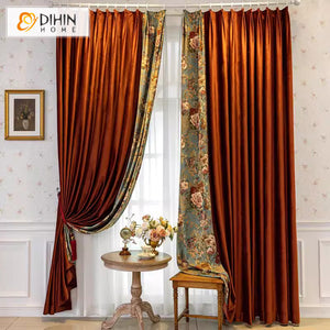 DIHINHOME Home Textile European Curtain DIHIN HOME European Pastoral Floral,Grommet Window Curtain for Living Room,Customzied Curtains