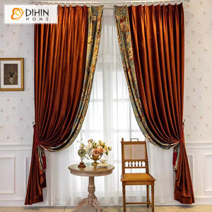 DIHINHOME Home Textile European Curtain DIHIN HOME European Pastoral Floral,Grommet Window Curtain for Living Room,Customzied Curtains