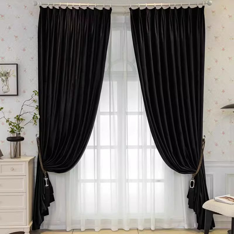 DIHINHOME Home Textile European Curtain DIHIN HOME European Velvet Black Color,Grommet Window Curtain for Living Room,Customzied Curtains