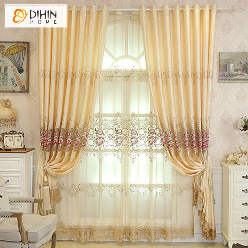 DIHINHOME Home Textile European Curtain DIHIN HOME High Quality Beige,Blackout Curtains Grommet Window Curtain for Living Room ,52x84-inch,1 Panel