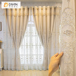 DIHINHOME Home Textile European Curtain DIHIN HOME High Quality Beige Color Embroideried,Blackout Curtains With Sheer Grommet Window Curtain for Living Room ,52x84-inch,1 Panel