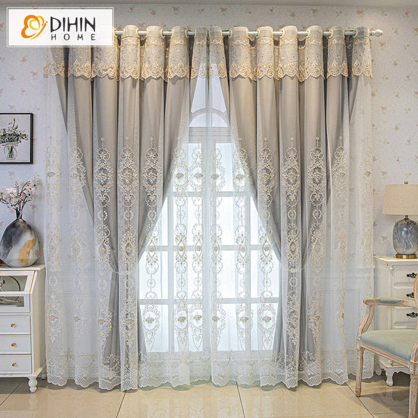 Valance and Blackout Curtain Sheer Window Curtain for Living Room –  DIHINHOME Home Textile