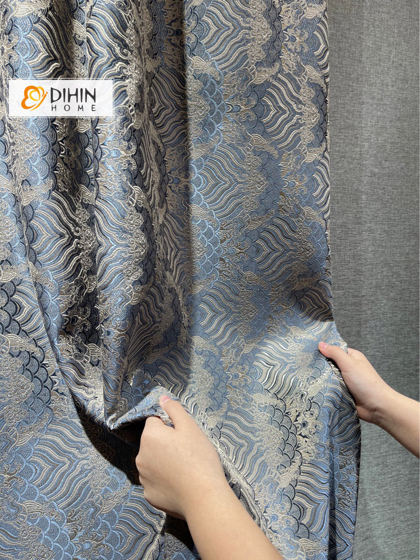 DIHINHOME Home Textile European Curtain DIHIN HOME Japanese Style Precision Jacquard,Grommet Window Curtain for Living Room