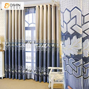 DIHINHOME Home Textile European Curtain DIHIN HOME Luxury Geometric Curtains,Grommet Window Curtain for Living Room,52x84-inch,1 Panel