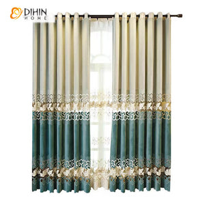 DIHINHOME Home Textile European Curtain DIHIN HOME Luxury Geometric Embroidered Curtains,Grommet Window Curtain for Living Room,52x84-inch,1 Panel