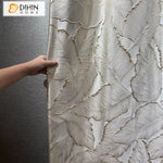 DIHINHOME Home Textile European Curtain DIHIN HOME Luxury High Precision Beige Leaves Jacquard,Grommet Window Curtain for Living Room