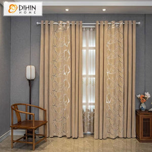 DIHINHOME Home Textile European Curtain DIHIN HOME Modern Abstract Geometric Beige Color Curtains,Grommet Window Curtain for Living Room,52x63-inch,1 Panel