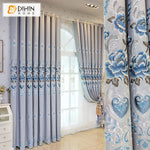 DIHINHOME Home Textile European Curtain DIHIN HOME Pastoral Blue Flowers Embroidery,Blackout Curtains Grommet Window Curtain for Living Room ,52x84-inch,1 Panel