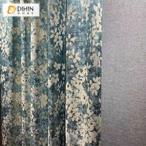 DIHINHOME Home Textile European Curtain DIHIN HOME Retro Luxury High Precision Abstract Floral,Grommet Window Curtain for Living Room