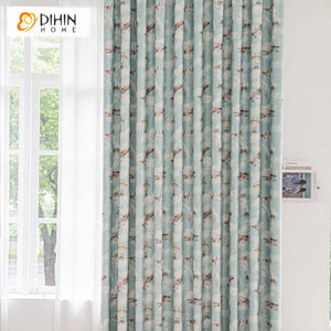 DIHINHOME Home Textile Kid's Curtain DIHIN HOME Cartoon Airplane Printed,Grommet Window Curtain for Living Room,Customzied Curtains