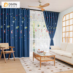 DIHINHOME Home Textile Kid's Curtain DIHIN HOME Cartoon Blue Embroidered,Blackout Grommet Window Curtain for Living Room,52x63-inch,1 Panel