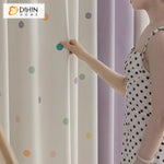 DIHINHOME Home Textile Kid's Curtain DIHIN HOME Cartoon Colorful Small Dot Printed,Blackout Grommet Window Curtain for Living Room ,52x63-inch,1 Panel