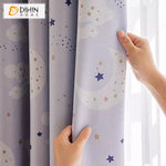 DIHINHOME Home Textile Kid's Curtain DIHIN HOME Cartoon Moon and Star Printed,Blackout Grommet Window Curtain for Living Room,52x63-inch,1 Panel