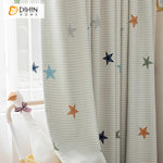 DIHINHOME Home Textile Kid's Curtain DIHIN HOME Cartoon Thickness Stars Printed,Blackout Grommet Window Curtain for Living Room ,52x63-inch,1 Panel