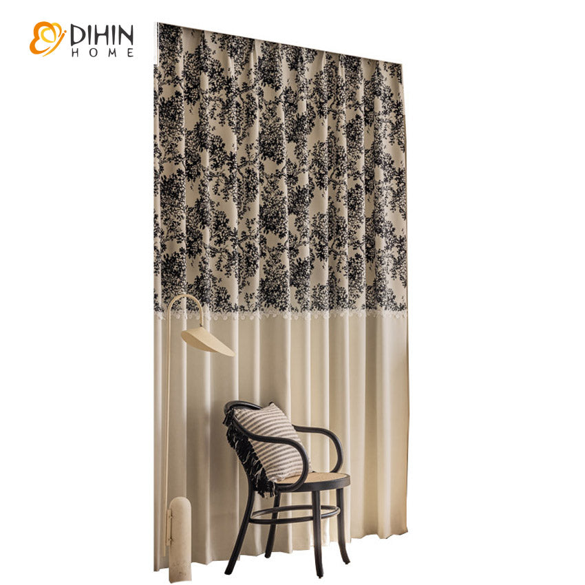 DIHINHOME Home Textile Modern Curtain DIHIN HOME American Retro Printed,Grommet Window Curtain for Living Room,52x63-inch,1 Panel