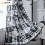 DIHINHOME Home Textile Modern Curtain DIHIN HOME Black and White Plaid Musical Notes Painting Printed,Blackout Grommet Window Curtain for Living Room ,52x63-inch,1 Panel