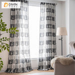 DIHINHOME Home Textile Modern Curtain DIHIN HOME Black and White Plaid Musical Notes Painting Printed,Blackout Grommet Window Curtain for Living Room ,52x63-inch,1 Panel