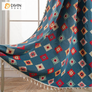 DIHINHOME Home Textile Modern Curtain DIHIN HOME Bohemian Geometric Painting Printed,Blackout Grommet Window Curtain for Living Room ,52x63-inch,1 Panel